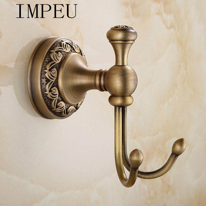 IMPEU Double Robe Hook, Jas en Handdoek Haken voor Badkamer Wall Mounted, Antiek Brons Afwerkingen