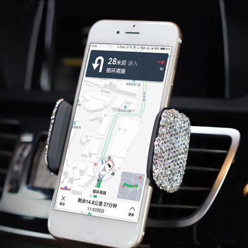 Krystall rhinestones universell bil telefonholder til iphone smarttelefon mobiltelefon auto holder stativ luftventil telefonholder