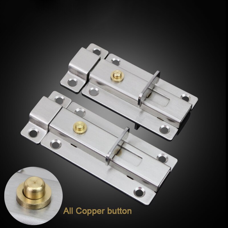 1Pcs 2/3/4 Inch Stainless steel Spring Bolt Safe Door/Window/Drawer/TOILET/Bolts Manual Automatic Security Bolt Barrel Pull Bolt