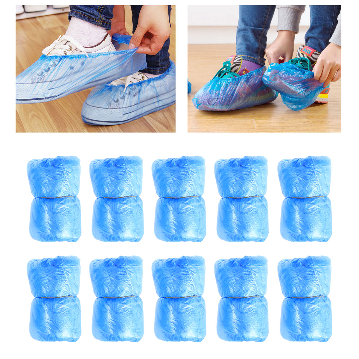 100pcs Shoe Cover Carpet Cleaning Disposable Polyethylene Plastic Shoe Covers Overshoes for Rain Day A35