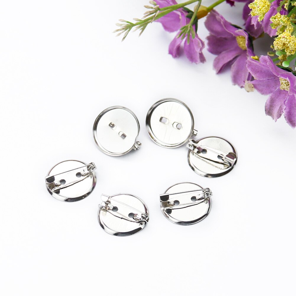 30PC metalowa okrągła tarcza broszka materiał dodatkowy instrukcja podwójnego zastosowania agrafka naciśnij klip odznaka DIY odzież robić biżuterii akcesoria