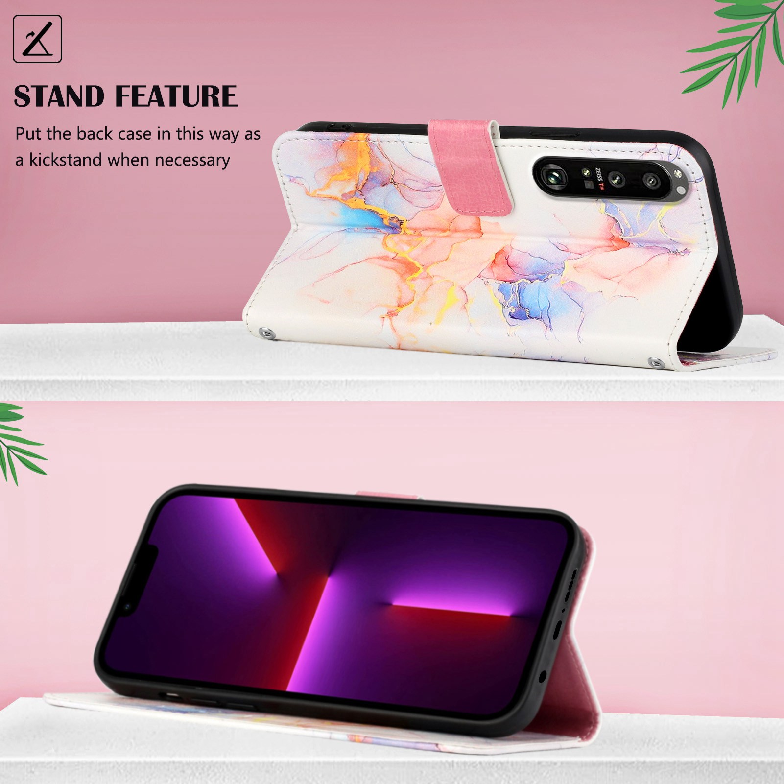 Wallet Leather Case Voor Sony Xperia 5 Iii Flip Case Kaarthouder Holster Marmer Cover Case Voor Sony Xperia 1 iii 10 Iii Case