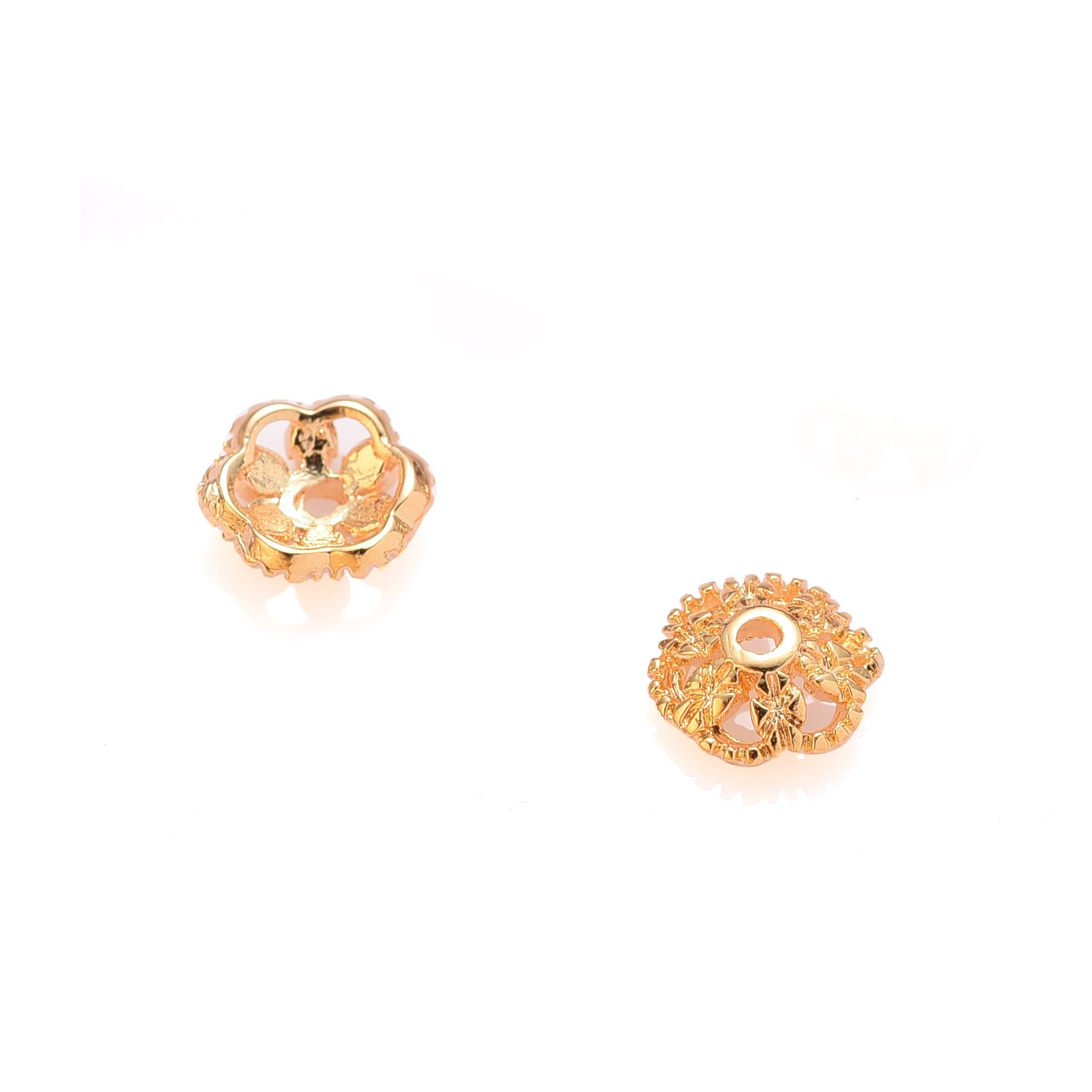 20 Stks/partij 18K Real Gold Plated Bloem Kraal Cap Earring Jassen Sieraden Maken Bulk Spacer Bead Voor Armband Ketting oorbel Diy