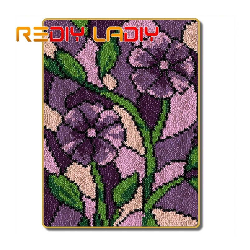 Kits de crochets à loquet, faites votre propre tapis à fleurs colorées, coussin de crochet, tapis de bricolage, fil acrylique, toile imprimée, loisirs créatifs: ZD118