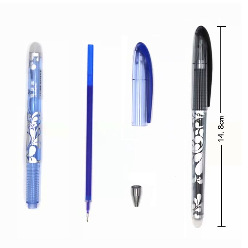 12 unidades/juego de bolígrafo borrable de lujo 0,5mm tinta azul y negra bolígrafo para la escuela material de escritura para estudiantes bolígrafos de papelería para exámenes