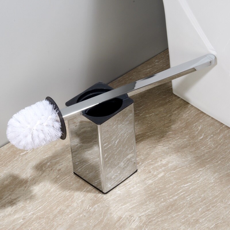 304 rustfrit stål toiletbørste krom badeværelse rengøringsholder med toiletbørste populær firkant: Krom