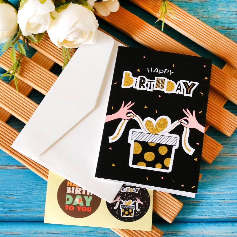 6sets Happy Birthday Greeting Card Envelope Baby Shower Party Invitation Envelope Blank Inside Stationery Envelope Postcard