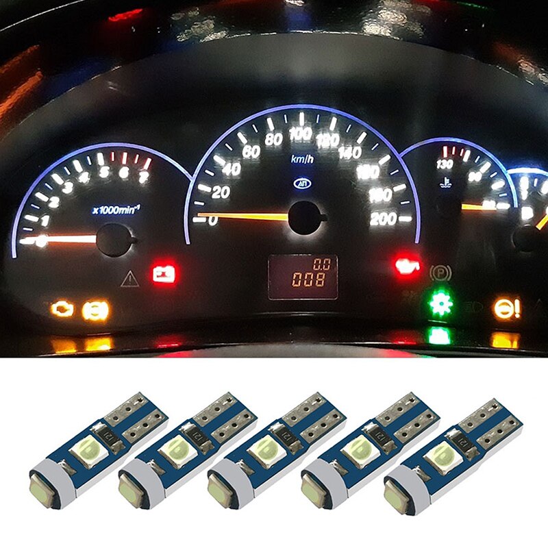 Accessoires de voiture, 5 pièces, lampe Led T5 3030 12V, éclairage intérieur automatique, indicateur de réchauffement du tableau de bord, lampe d&#39;instrument automobile