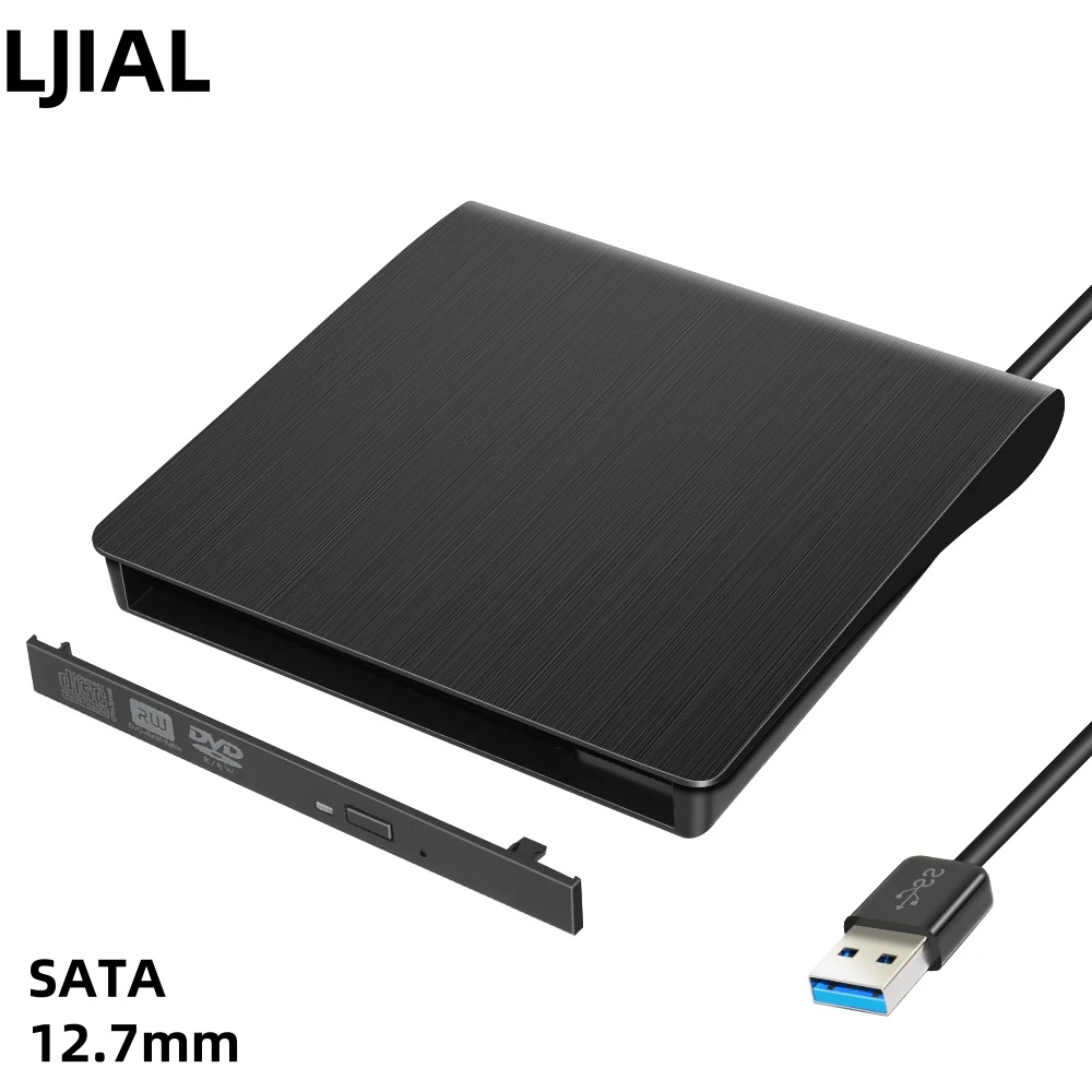 LJIAL 12.7mm USB 3.0 DVD Drive External Optical Drives Enclosure SATA to USB External Case For Laptop Notebook without Drive: Default Title