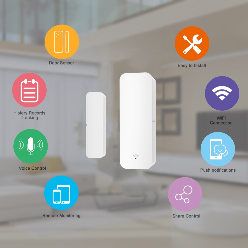 Tuya Smart WiFi Door Sensor Door Open / Closed Detectors Compatible With Alexa Google Home Powered Smart Life APP Control