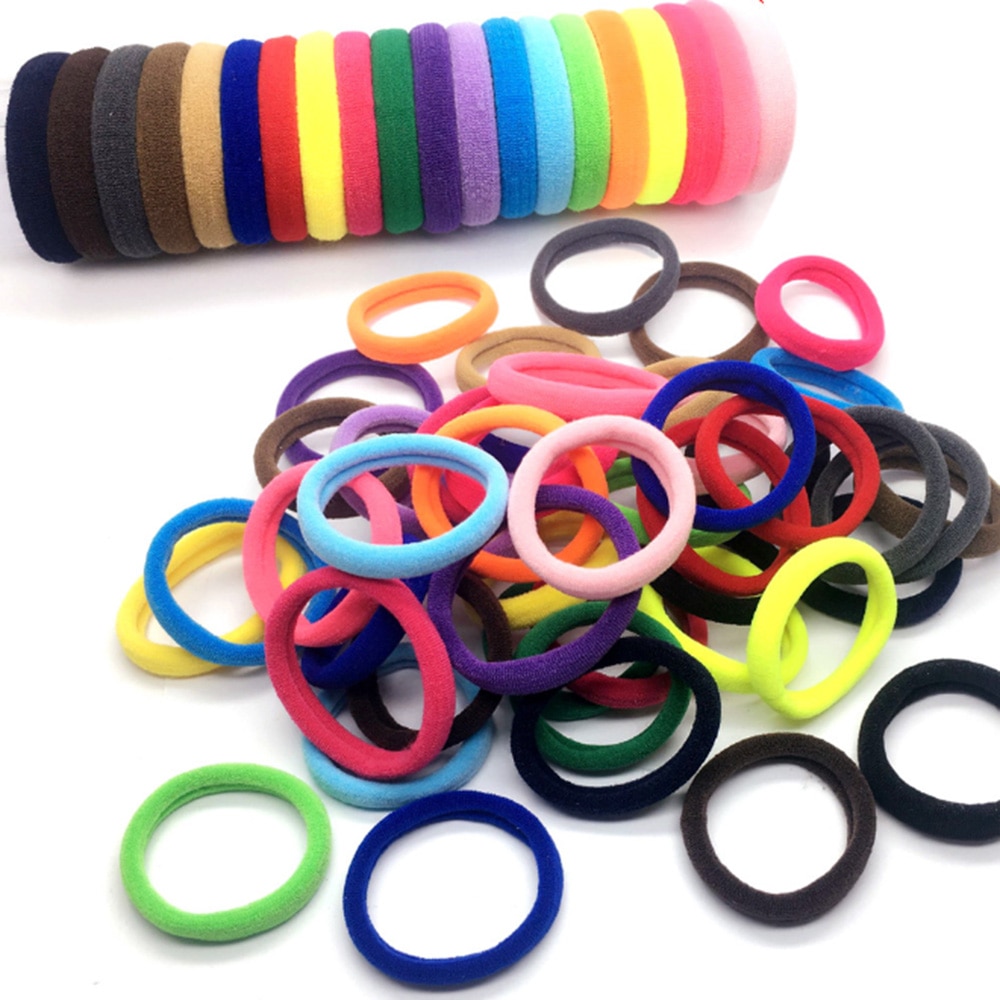 Gomas elásticas para el pelo para niña, accesorios coloridos fluorescentes negros para el cabello, coleteros de goma, soporte, 50 Uds.