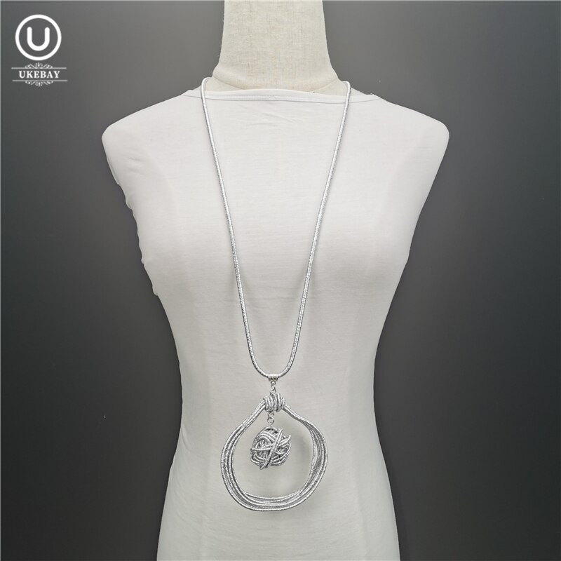 Collares colgantes UKEBAY de aleación nueva hechos a mano, cadenas largas para mujer, joyería corporal, cadena de para suéter, accesorios de lujo para collar