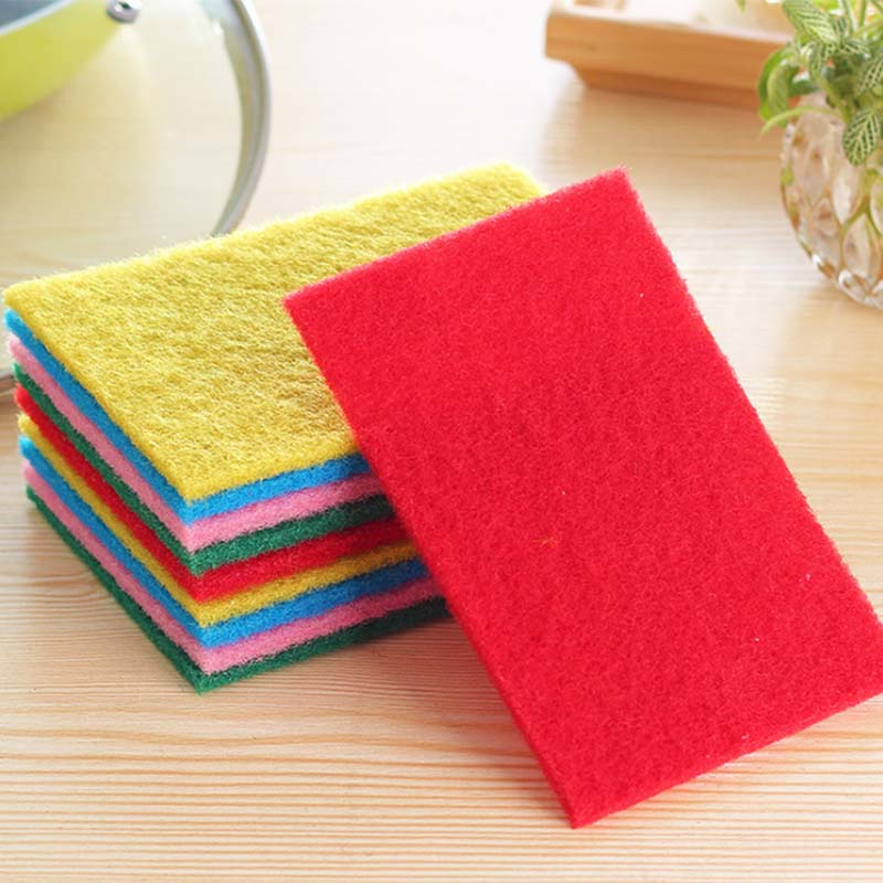 Clean 10pcs Kitchen Home Scouring Scour Scrub Cleaning Pads Random Color Strong Decontamination Dish Towels