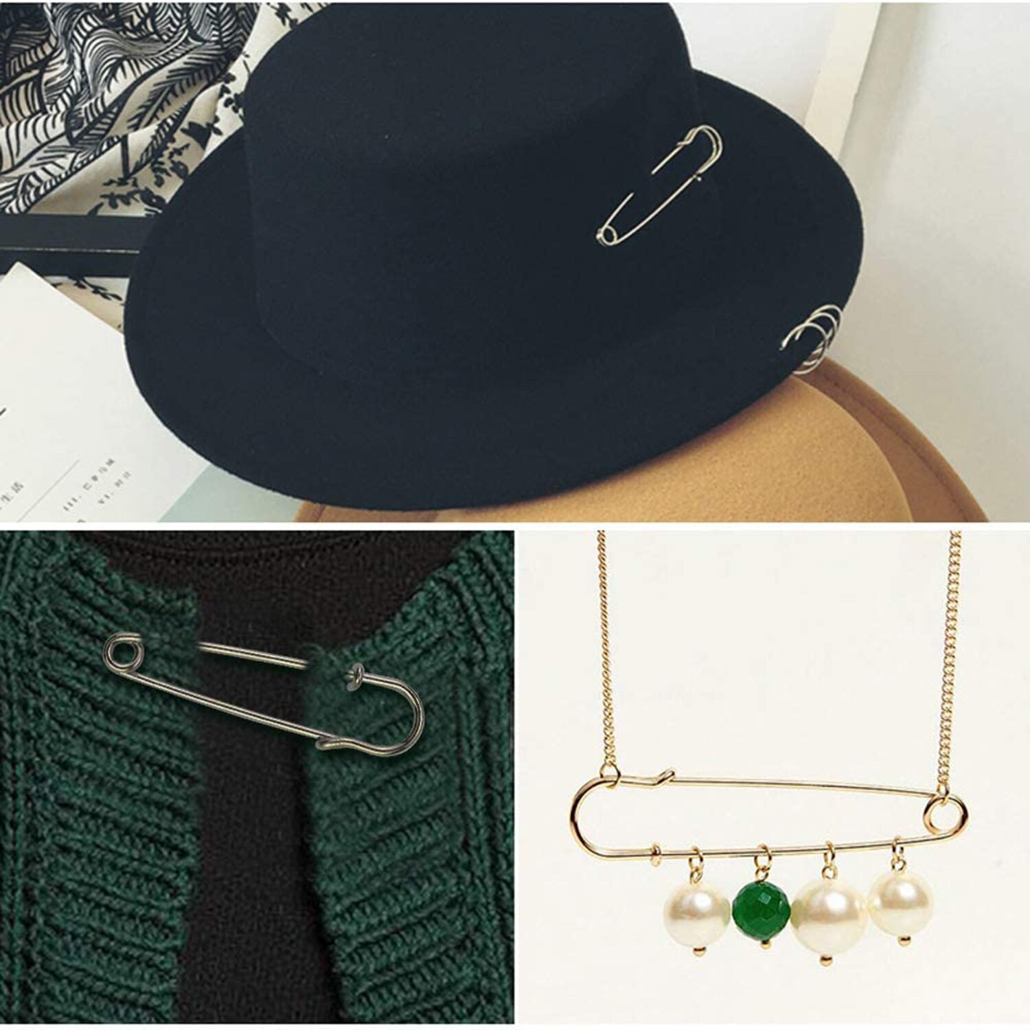 20 unids/lote, alfileres de seguridad de Metal grandes, longitud 50mm, alfileres de broche, sujetadores de bloqueo de resorte, herramientas de costura DIY, accesorios de ropa