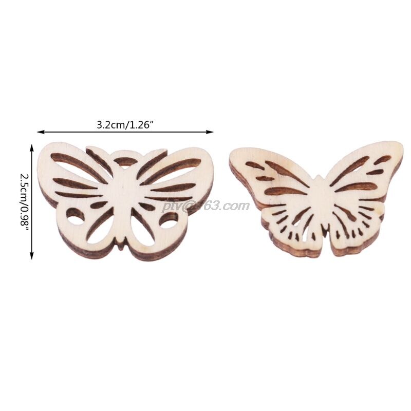 50 Pcs Cut Hout Vlinder Versiering Houten Vorm Craft Wedding Decor