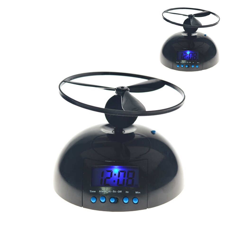 Helicopter Digital Loud Snooze LED Display Bedroom ABS Screw-Propeller Backlight Alarm Clock Lazy Flying Annoying