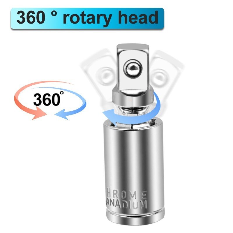 Electric Drill Socket Adapter for Impact Driver with Hex Shank to Square Socket Drill Bits Rotatable Extension 1/4" 3/8" 1/2"