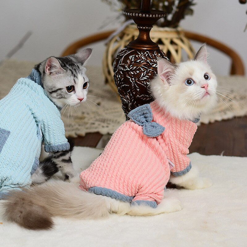 Sweat à capuche pour chat, vêtement d&#39;hiver et doux, pyjama Sphynx, costume pour chaton Sphinx