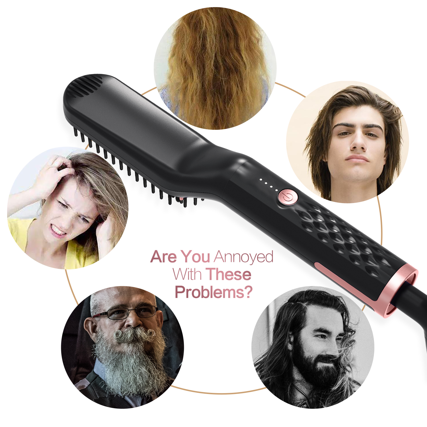 Hair Straightener Brush Men Beard Comb Heated Brushes Hair Styler Comb For Beard Brush Styling Tools Air Brush