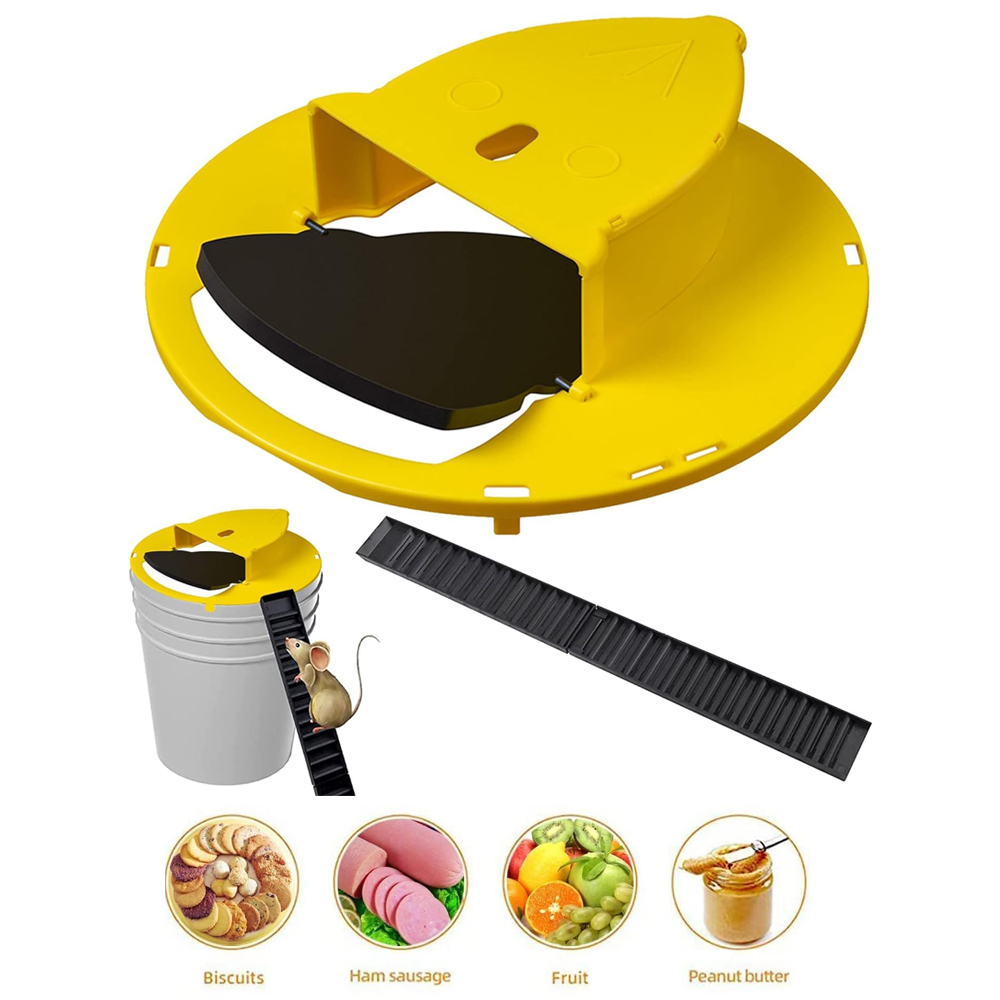 Bucket Lid Mouse Trap Trapdoor Style Upgraded Indoor and Outdoor Rat Slip and Trip Reusable 5 Gallon No Bucket: Default Title