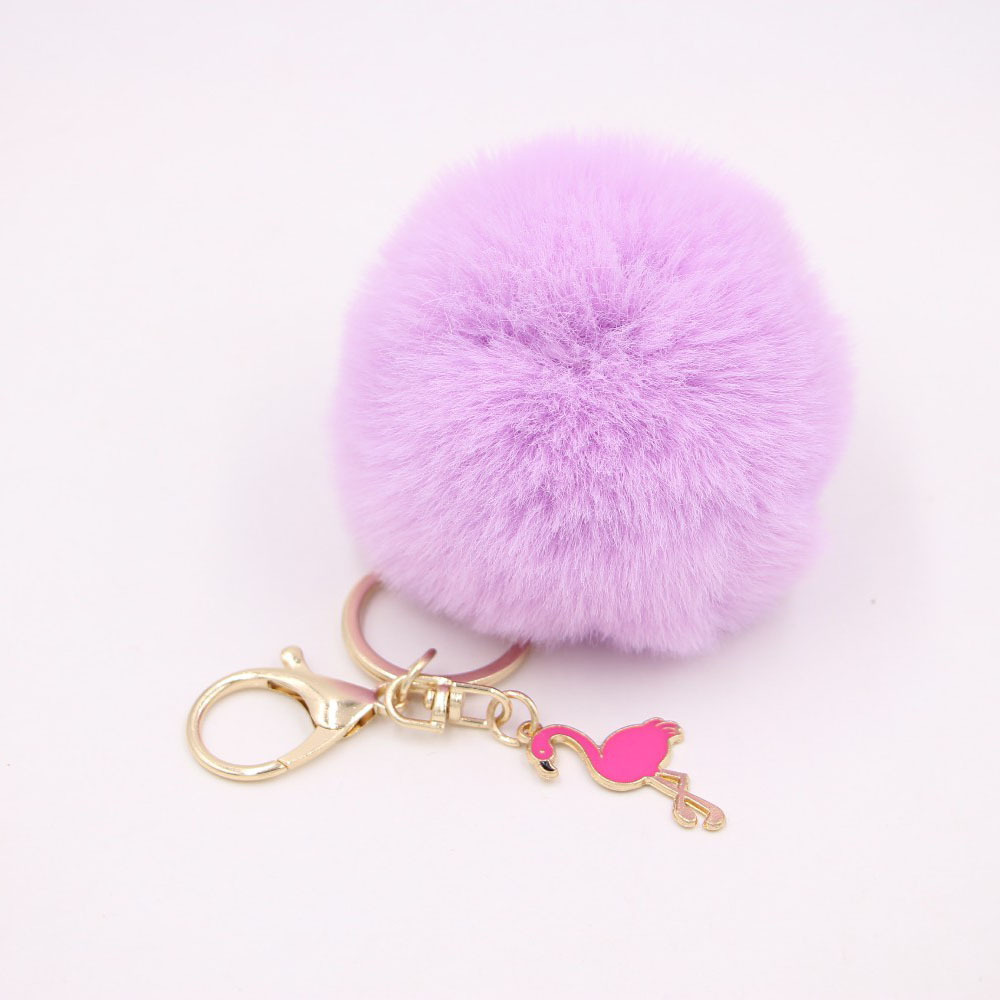Porte-clés pompon moelleux, porte-clés flamant rose, couronne en peluche, joli porte-clés beurre en peluche, ornement pendentif pour sac à main, rose