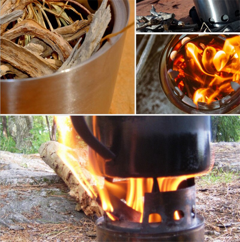 Outdoor picnic barbecue Portable stainless steel stove BBQ Grills Wood Carbon Firewood furnace Alcohol removable stove