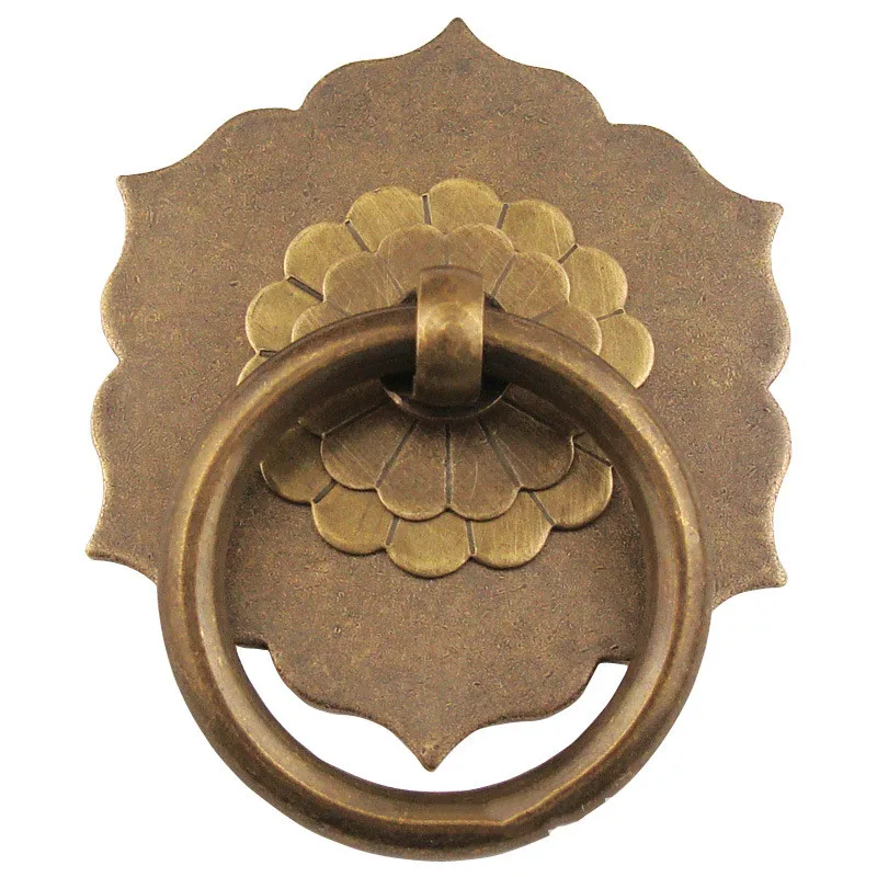 Chinese klavertje vier trekring antieke ring kastdeur handvat ophangring meubelgreep puur koperen deurring