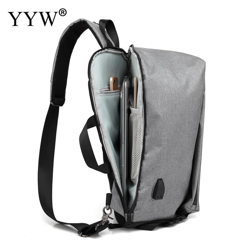 Yyw casual masculino estilingue saco com interface usb caixa crossbody bolsa preto mensageiro grande saco multifuncional sacos de peito