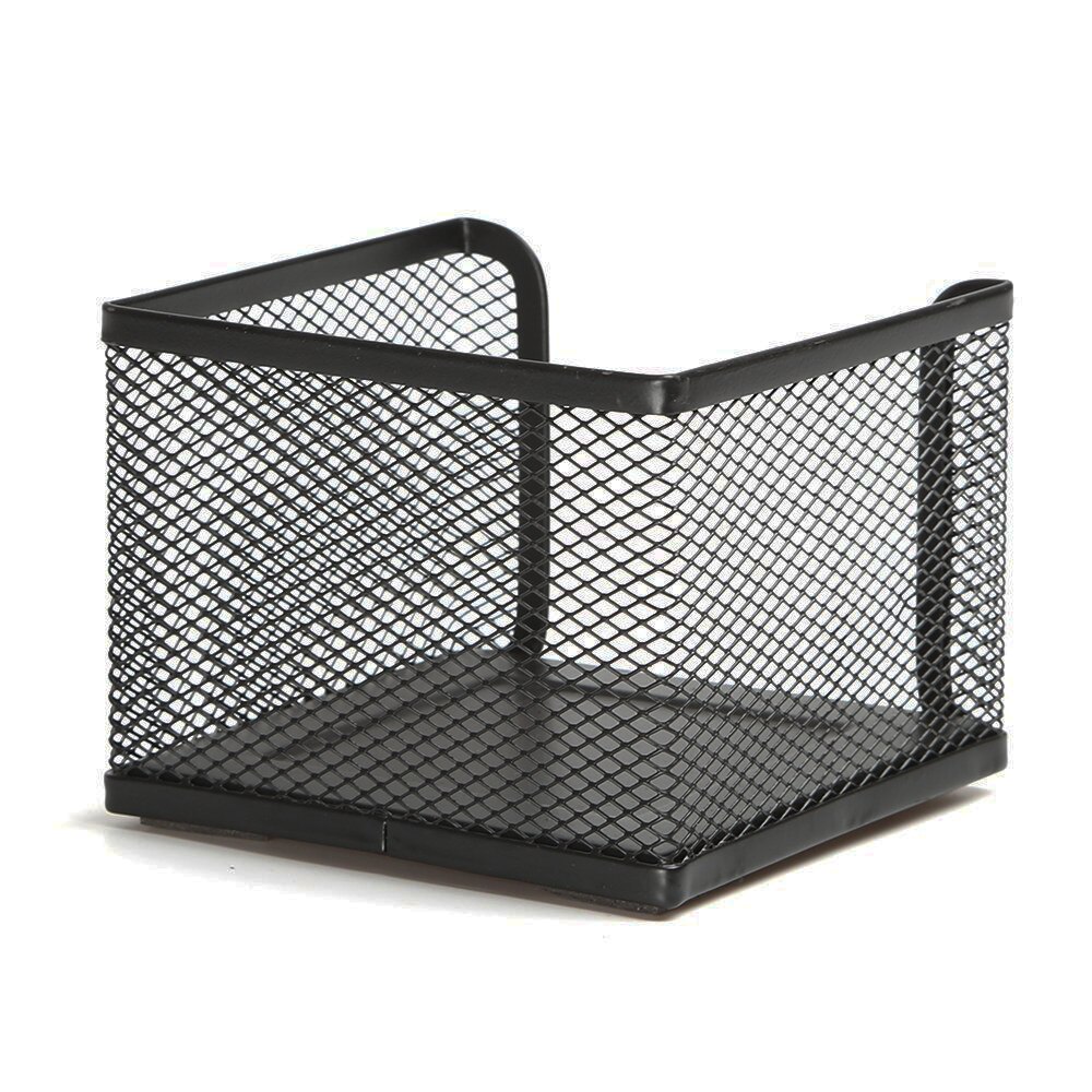 XRHYY Office Desk Matel Mesh Collection Square Note Pads Memo Paper Desktop Accessory Holder Organizer Sticky Notes Dispenser