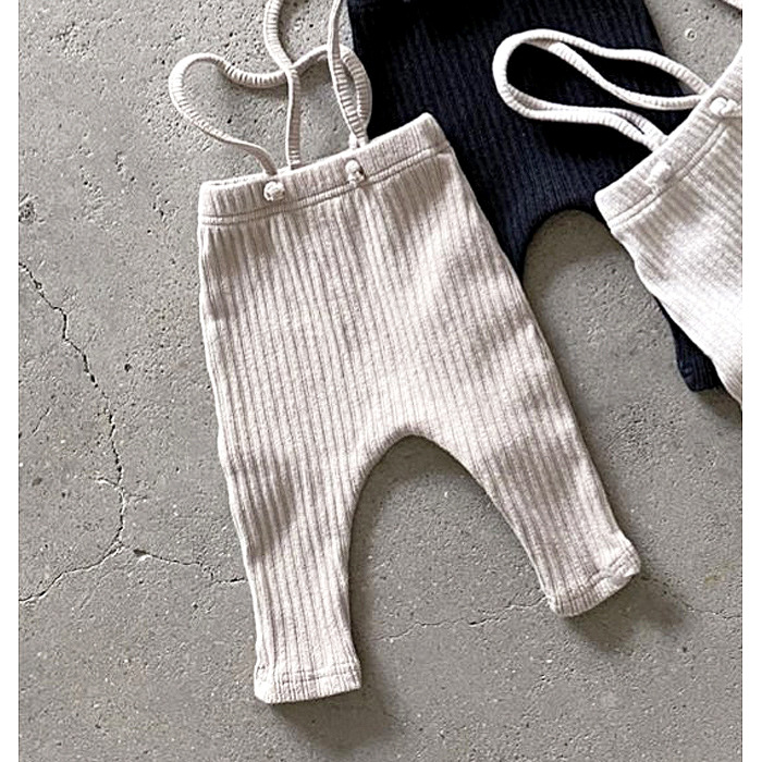Leggings en coton pour bébé, pantalon solide, à la , mignon, à bretelles, pour fille et garçon, printemps automne: khaki / 24M  90cm
