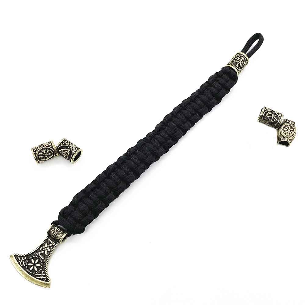 Viking Axe Met Algiz Runic Rune Amulet Sieraden Paracord Viking Armband Mannen Vrouwen Diy Kraal Accessoires
