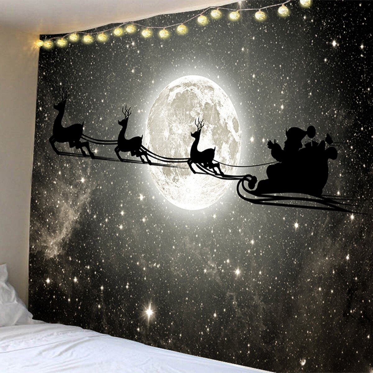 Wall Hanging Tapestry Merry Christmas Reindeer Fireplace Landscape Tapestry for Bedroom Wall Tapestries Mandala Wall Art Decor: 5