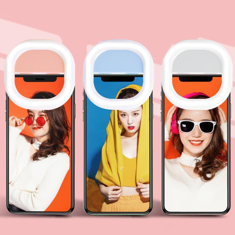 1PC Mini LED Ring Light Clip On Mobile Phone Fill Light Self Timer Square Miniature Mobile Phone LED Lamp Selfie Ring Light