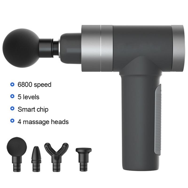 Tiefe Gewebe Muskel Massage Pistole Entspannung Abnehmen Gestaltung Schmerzen Linderung Massagegerät Vibration Fascial Pistole Für Männlich-weibliche USB Ladung: grau-4 Massage Kopf