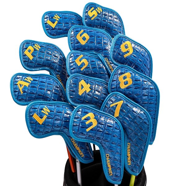 Nowy Champkey golf żelazo Headcover 12 sztuk/zestaw z zamknięciem nowy zielony kolor wąż gruby PU Skórzany powierzchnia