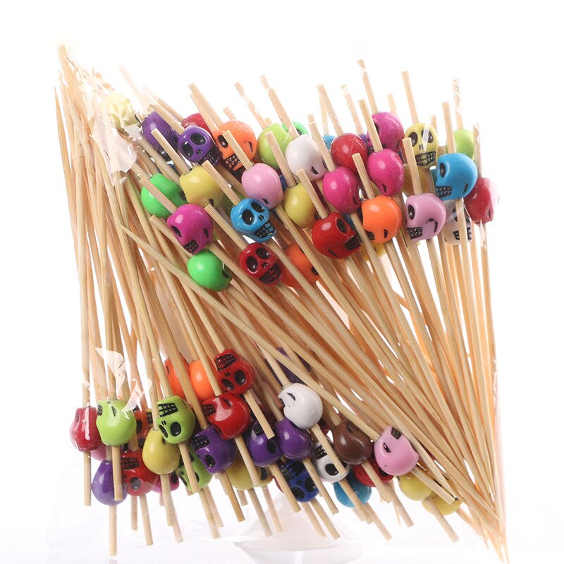 100pz stuzzicadenti decorativi a forma di stella Bastoncini di bambù per cocktail Bastoncini di frutta usa e getta 12cm Decorazione colorata per buffet di cibo Decorazione da tavola per feste: stile 1