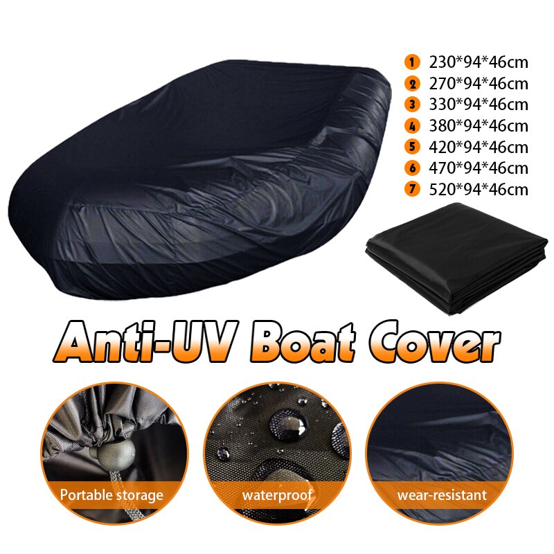 7 Sizes Waterproof UV Sun Dust Protection Inflatable Boat Dinghy Cover Tender Storage Suits 7.5-17ft Kayak Rubber Boat Cover