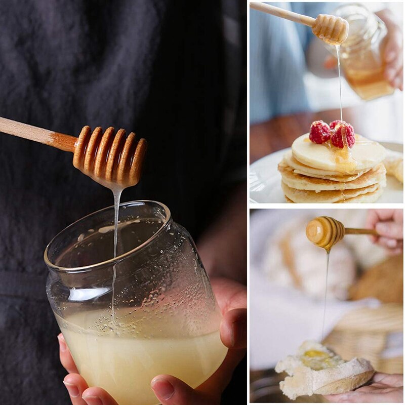 120 Pack Mini 3 pouces bois miel Dipper bâtons serveur pour miel pot distributeur Drizzled miel