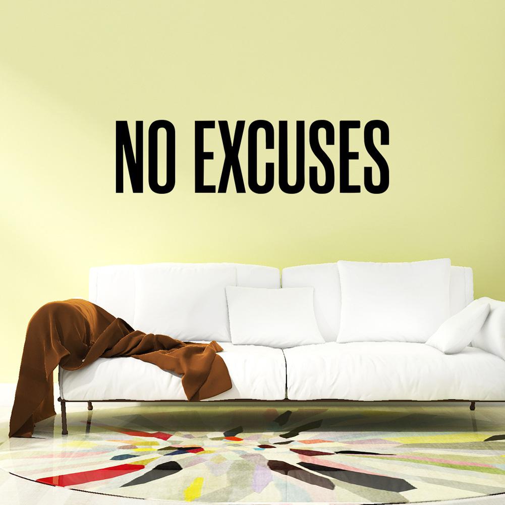 AsyPets No Excuses Wall Sticker Self Motivation Quote Sport Home Gym Interior Wall Art Mural
