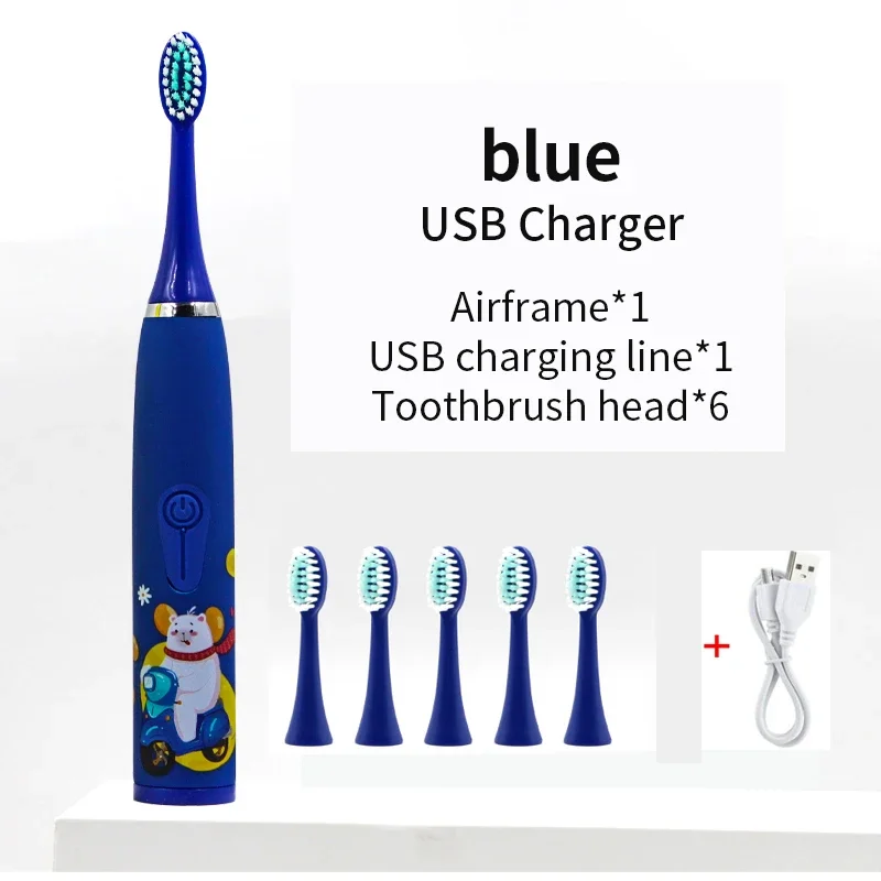 Für Kinder Sonic Elektrische Zahnbürste Cartoon-Muster für Kinder mit Ersetzen Sie den Zahnbürstenkopf Ultraschallzahnbürste J259: Orange