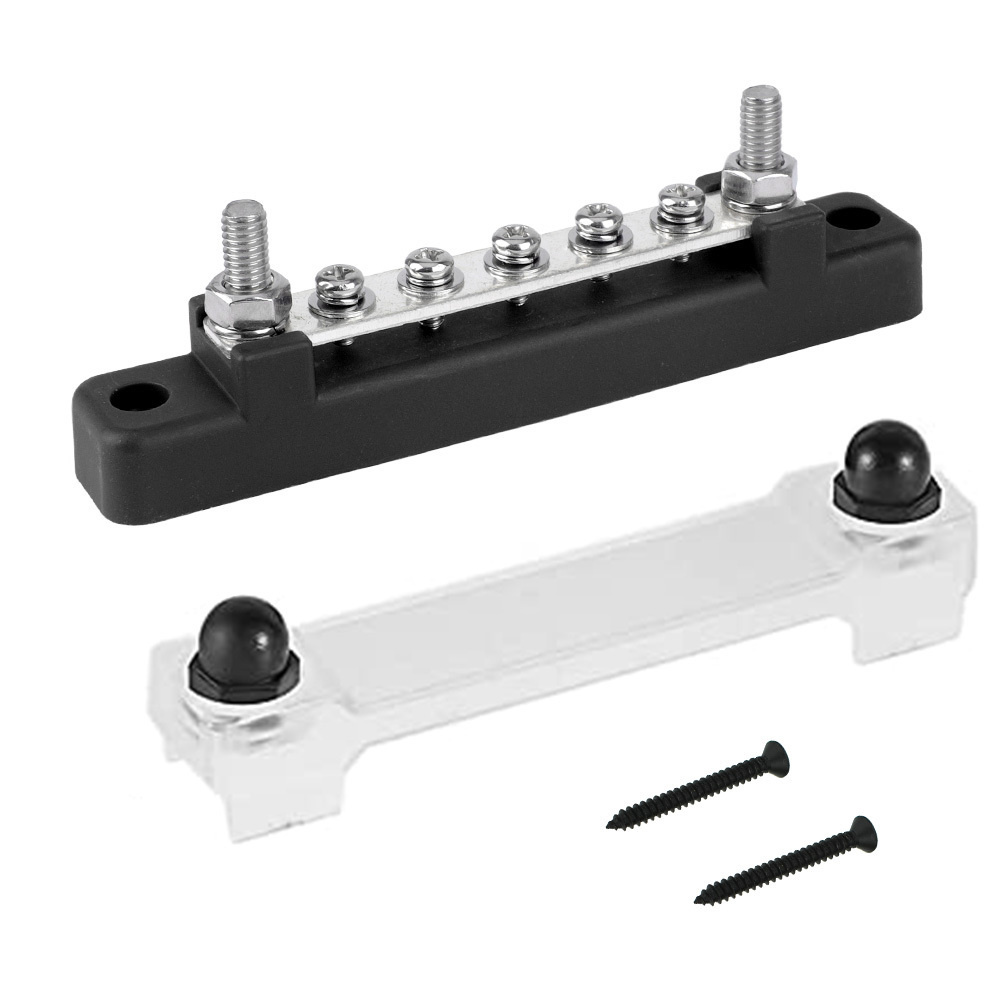 M6 12V Klemmenblok Bus Bar 1/4 Inch Stud 150A Elektrische Stroomverdeling Blok Bus Bar voor Vrachtwagen Boot Camper RV Caravan: Oranje