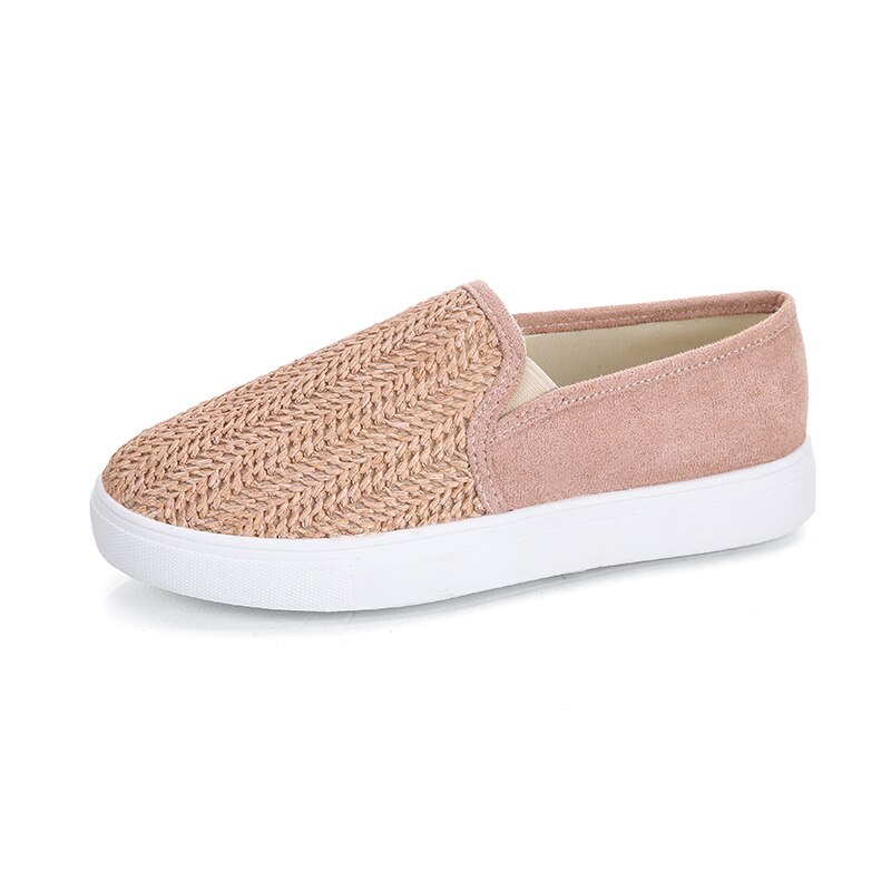 Lente antislip sneakers ondiepe mond casual schoenen dames gevulkaniseerde schoenen ademend geweven dames casual platte schoenen dames: Roze / 43