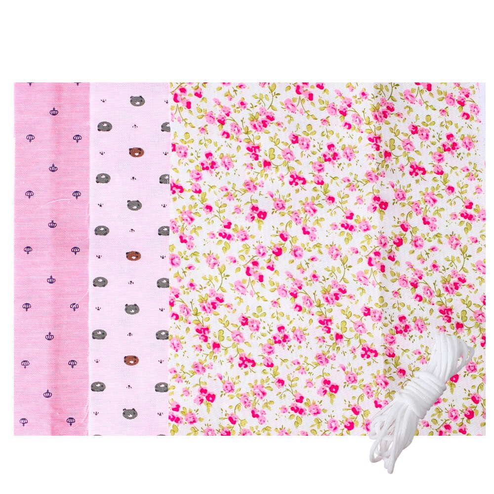 Tissu en coton texturé 18x20cm 6 pièces | Ensemble de 2m, cordes de masque élastiques, boucles rondes suspendues, couture sur fournitures de bricolage: Set 4