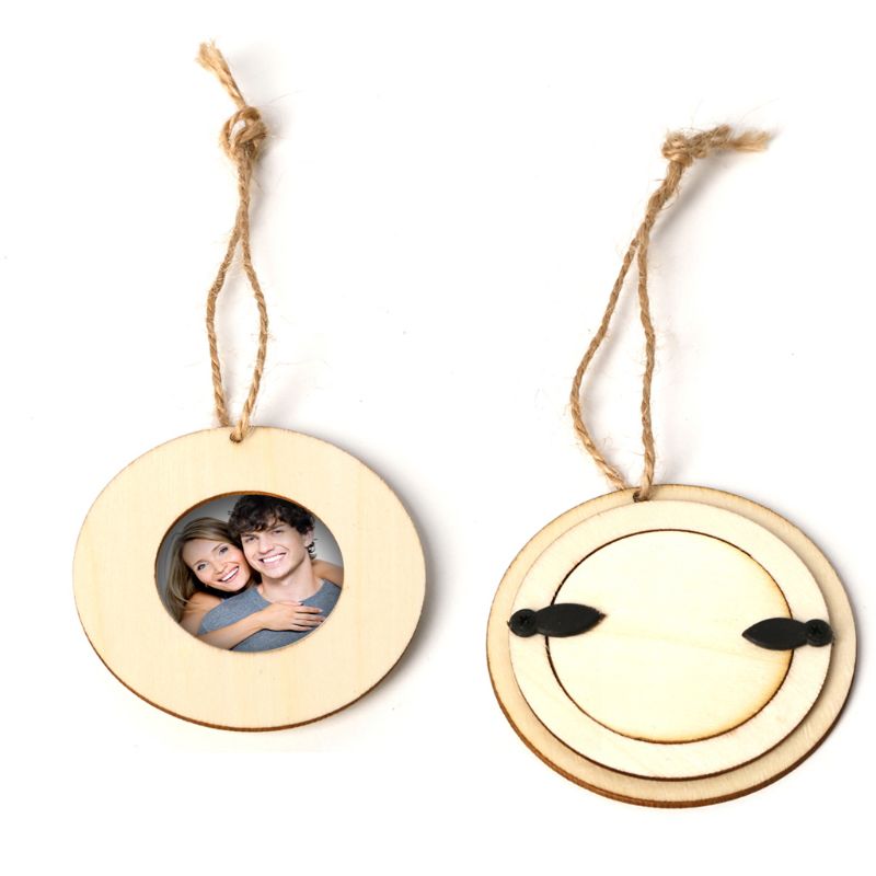 Mini cadre Photo rond en bois 10 pièces/ensemble | Artisanat suspendu, bricolage fait à la main avec cordes, ornement de décoration de maison