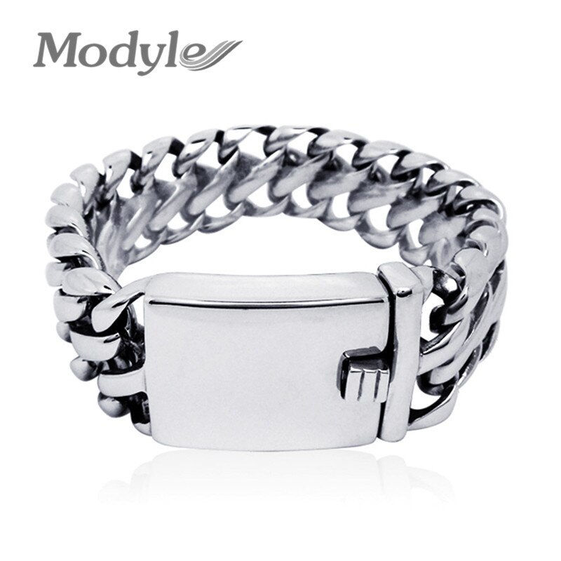 ZORCVENS – Bracelet en acier inoxydable pour homme, bijoux couleur argent, 24mm de large, 316L: Default Title