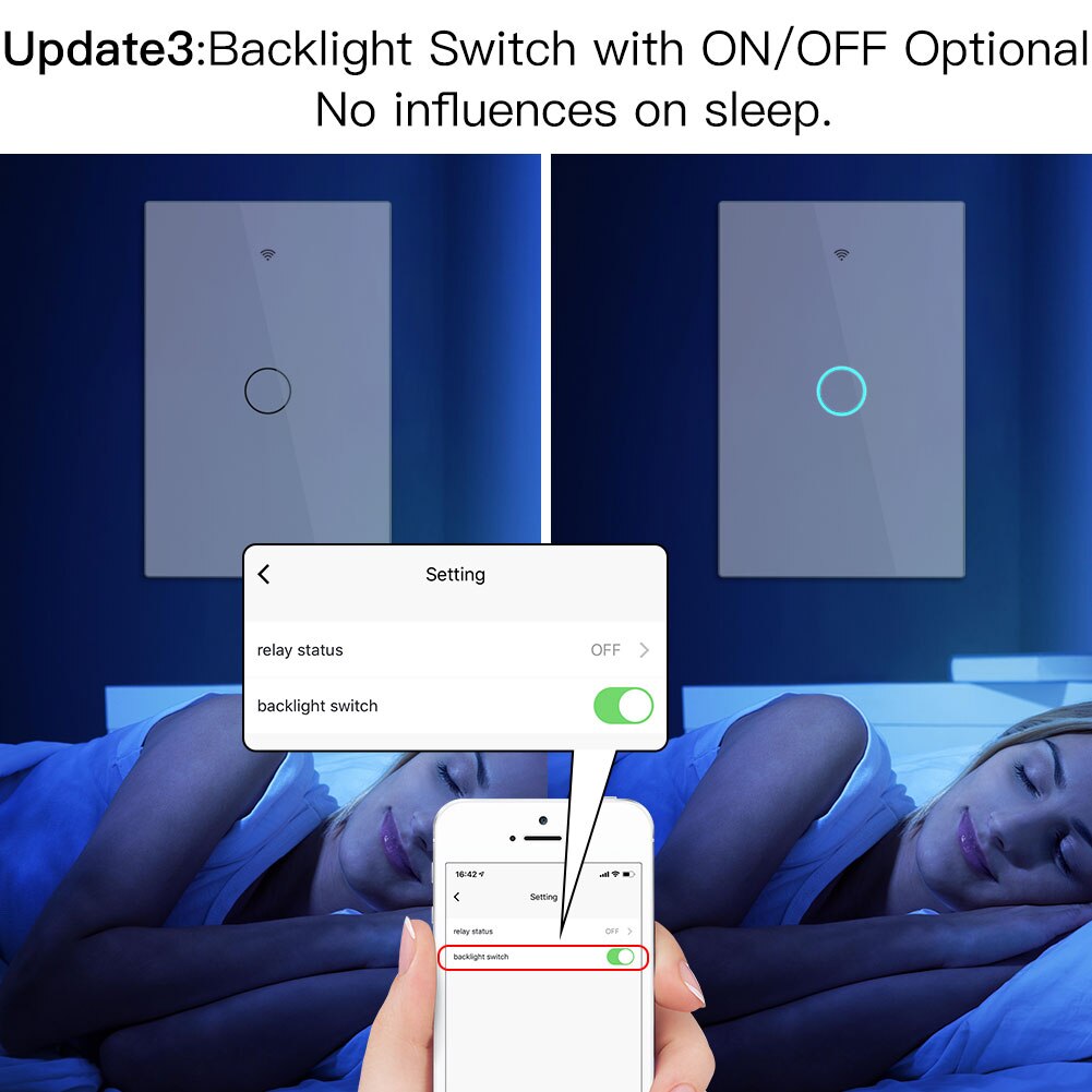 WiFi Smart Light Switch RF433 No Neutral Wire Single Fire Smart Life Tuya App Control Works with Alexa Google Home 110V 220V