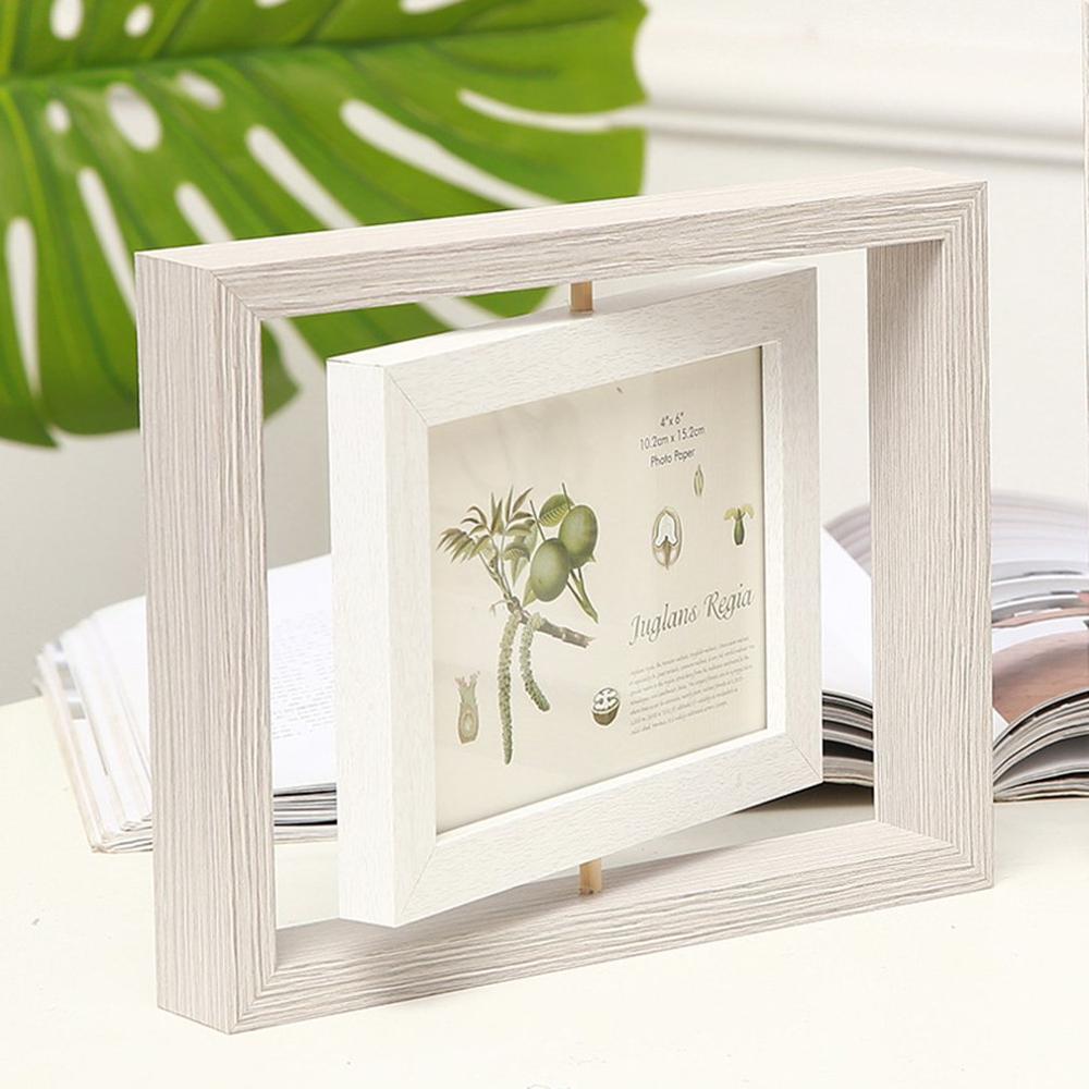 6/7Inch Double-Sided Rotatable Photo Frame Personality Simple Desk Mirror Frame Picture Frame Desktop Decoration