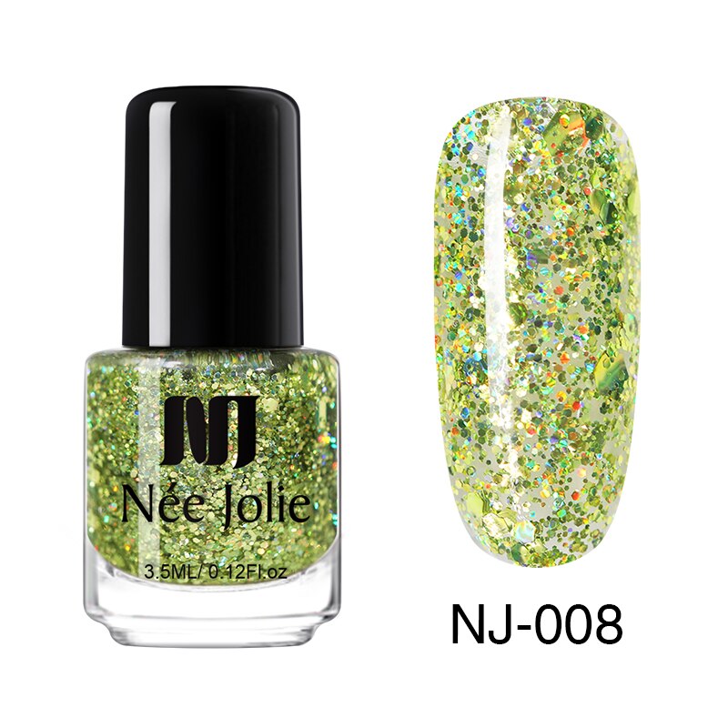 Nee jolie 12 färger nagellack roséguld glitter paljetter gradient serie shimmer flake för nail art diy 3.5ml: Nj -008