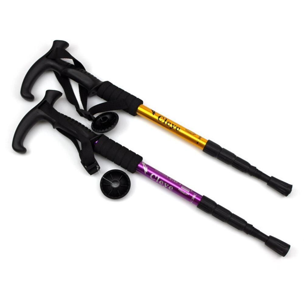 55-110cm Camping Walking Stick Adjustable Hiking Trekking Pole Telescopic Foldable 4-section Shock Outdoor Trekking Hiking Stick