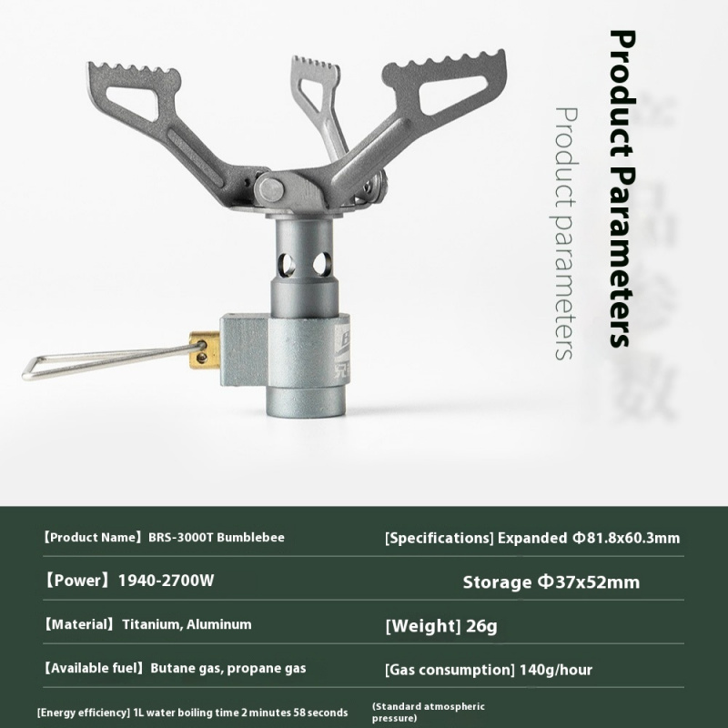 Draagbare kampeerkachel, ultralichte titanium opvouwbare gasbrander, mini-buitenfornuis voor wandelen, backpacken, picknicken, butaan